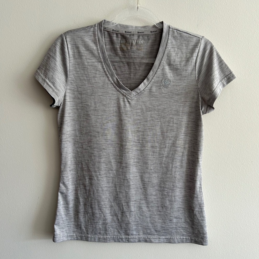 Ariat Laguna SS Top Grey Medium V-Neck AriatTEK Athletic Tee 10035531